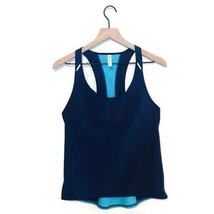 Lucy Activewear Blue Turquoise Mesh Racerback Performance a tank top Size Small